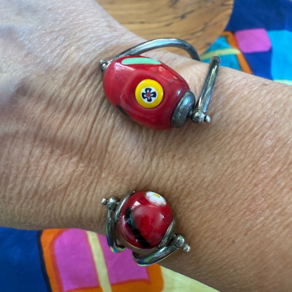 Murano Red and Silver Artistic Bracelet
